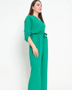 Royalfashion Zielony długi kombinezon damski