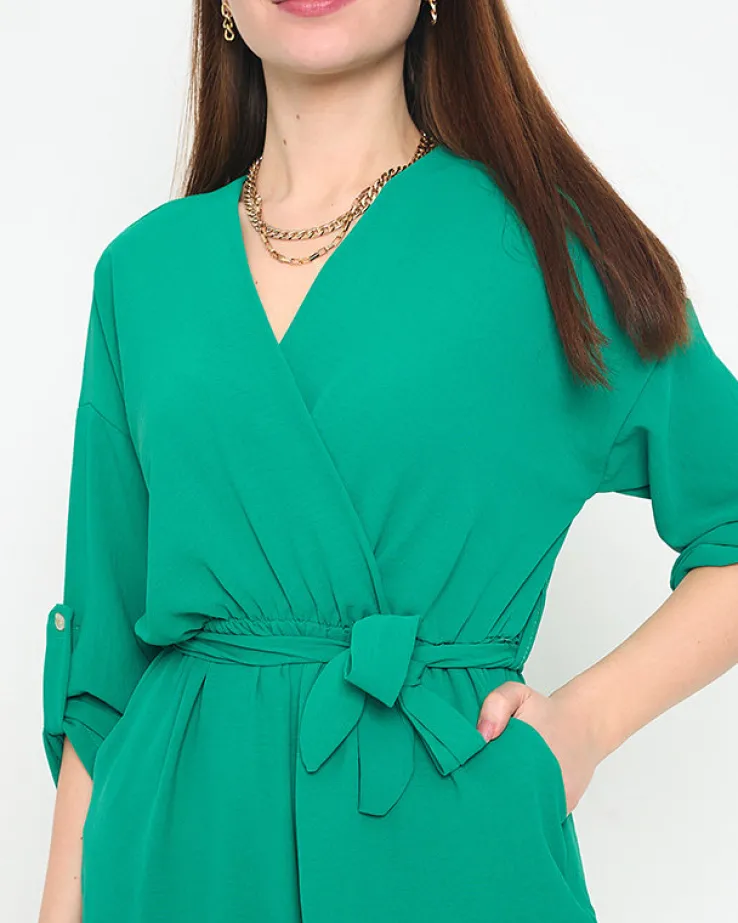 Royalfashion Zielony długi kombinezon damski