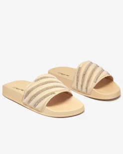 Royalfashion Złote damskie klapki z cyrkoniami Mytaris