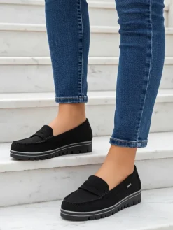 Sabella Czarne Mokasyny z Ekoskóry