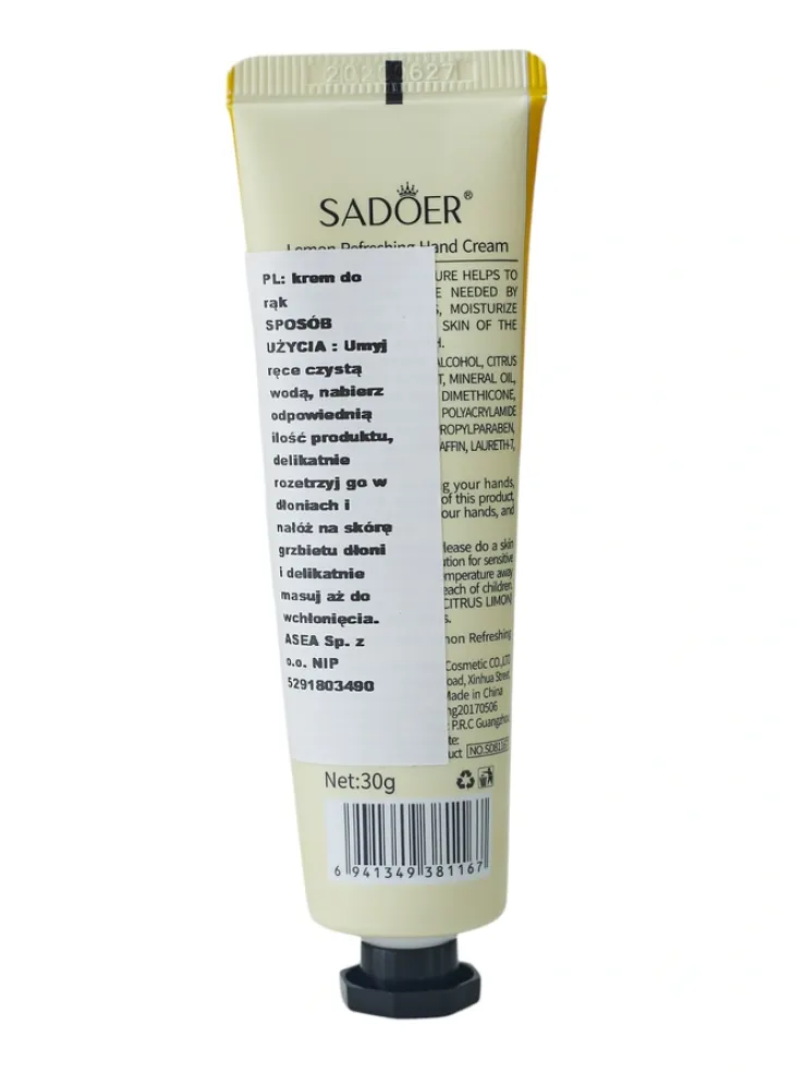 Sadoer Krem do rąk Cytrynowy 30 g