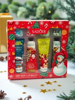 Sadoer Świąteczny zestaw kremów do rąk i balsamów do ust