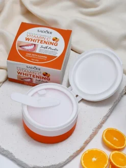 Sadoer Wybielający puder do zębów usuwający przebarwienia po kawie, herbacie i tytoniu z Wit C