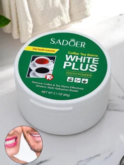 Sadoer Wybielający puder do zębów usuwający przebarwienia po kawie i herbacie