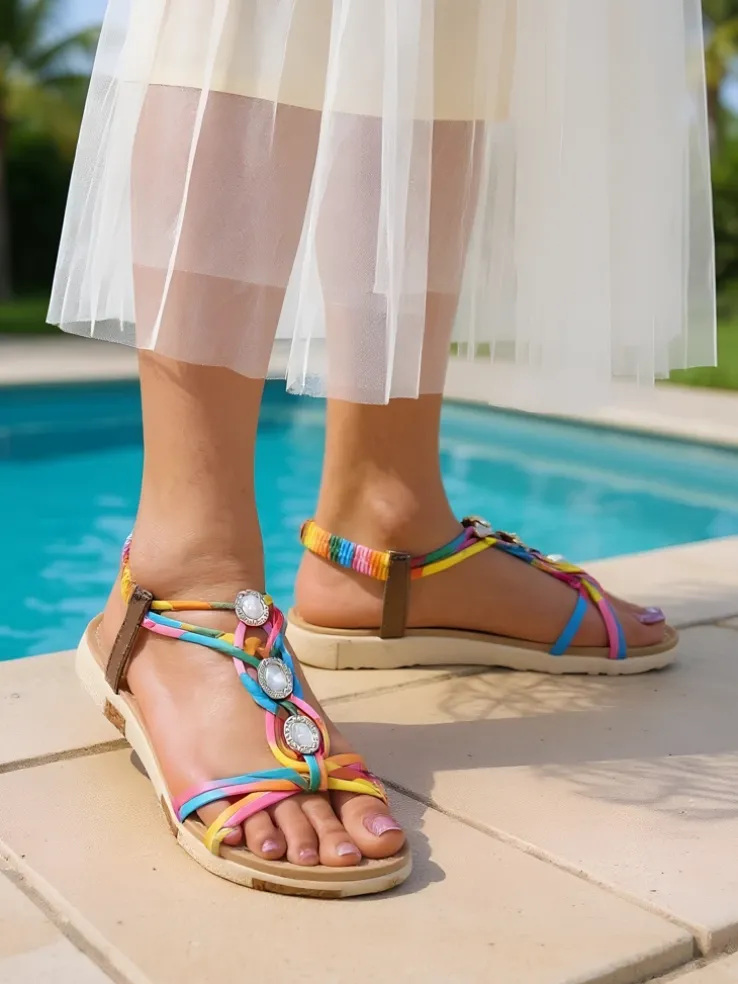 Sandały Damskie Colora Aurora Royalfashion Cyrkonie Wiosna Lato