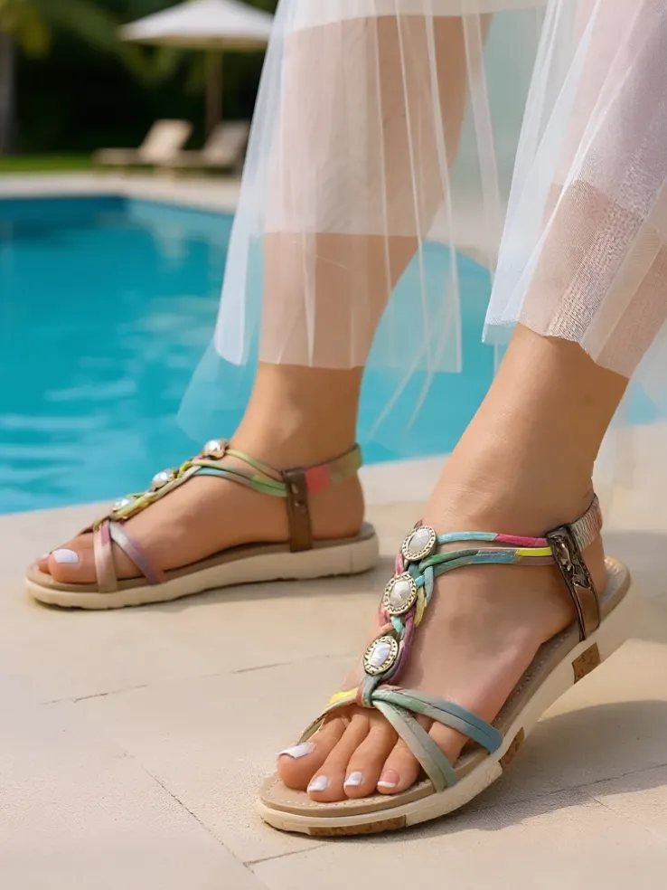 Sandały Damskie Colora Aurora Royalfashion Cyrkonie Wiosna Lato