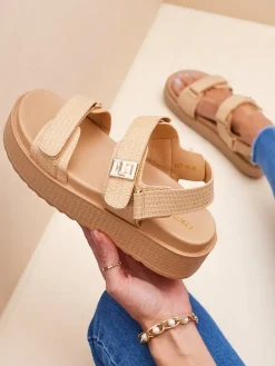 Sandały damskie platforma Royalfashion Beżowe Lavinia – wygodne lato