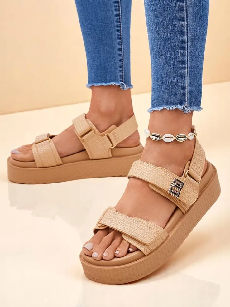 Sandały damskie platforma Royalfashion Beżowe Lavinia – wygodne lato