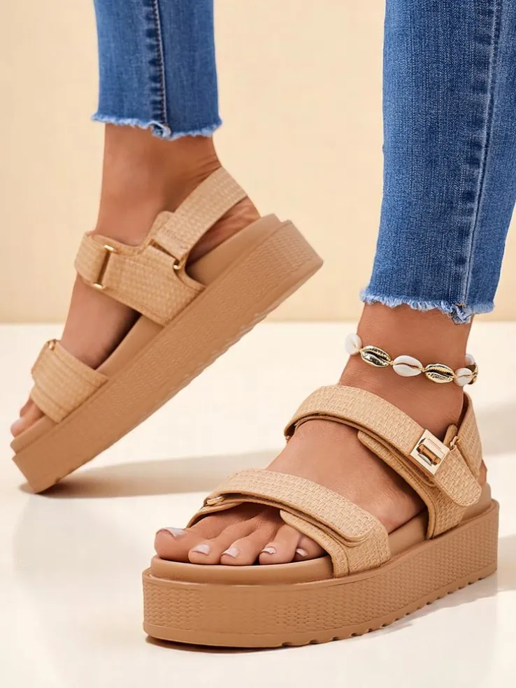 Sandały damskie platforma Royalfashion Beżowe Lavinia – wygodne lato