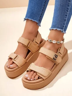 Sandały damskie platforma Royalfashion Beżowe Lavinia – wygodne lato