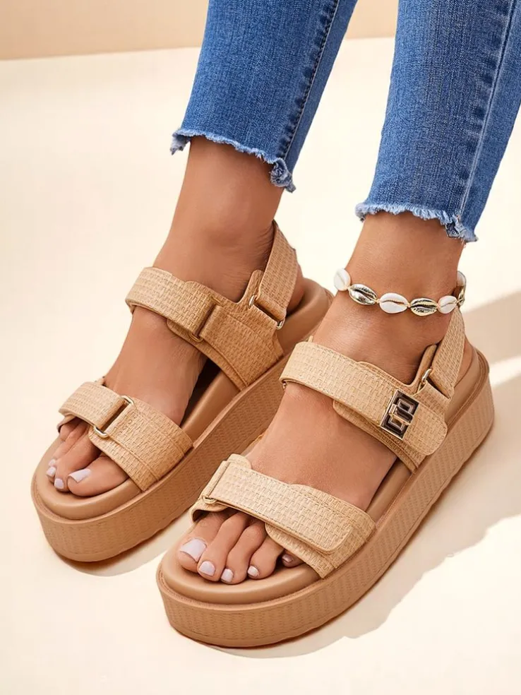 Sandały damskie platforma Royalfashion Beżowe Lavinia – wygodne lato