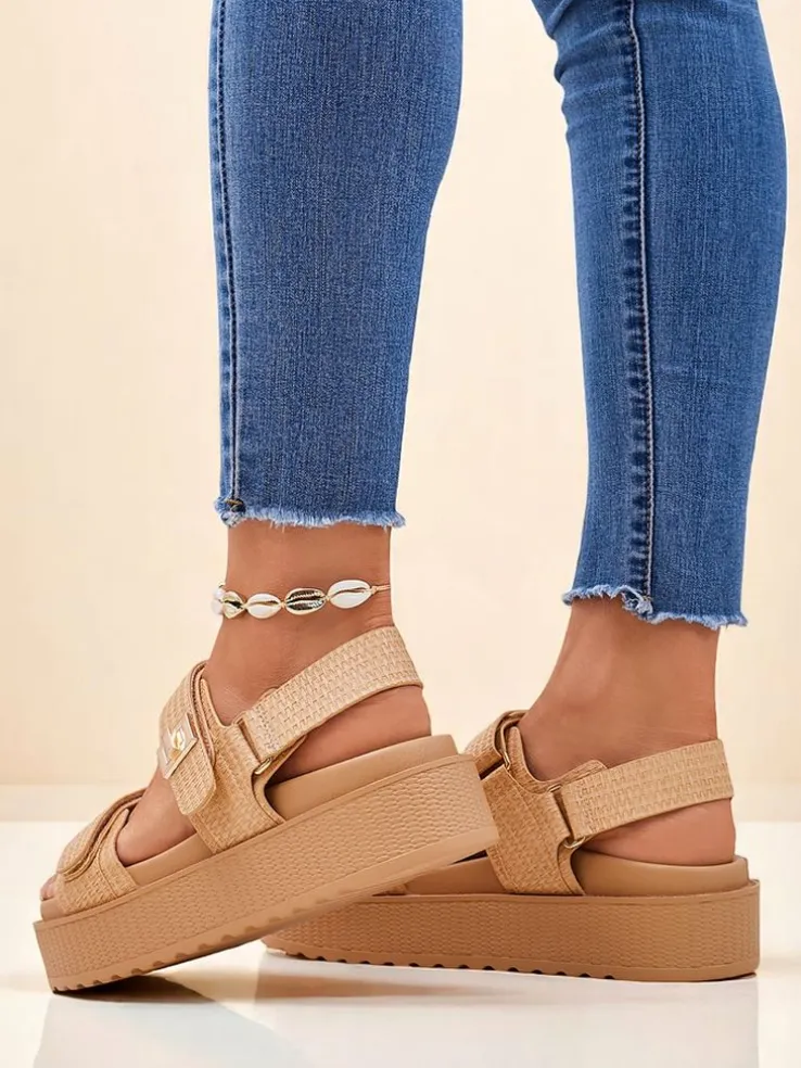 Sandały damskie platforma Royalfashion Beżowe Lavinia – wygodne lato