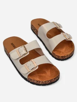 Sandały damskie Royalfashion Aurelia gold – płaskie klapki z eko skóry (rozmiar 39)