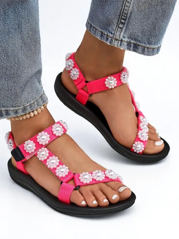 Sandały Livia Rosa – Wygodne damskie sandały Royalfashion z perłowymi dżetami