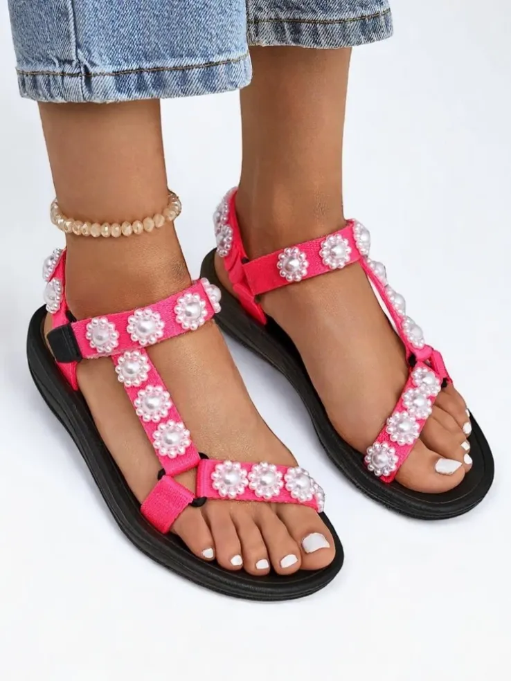 Sandały Livia Rosa – Wygodne damskie sandały Royalfashion z perłowymi dżetami