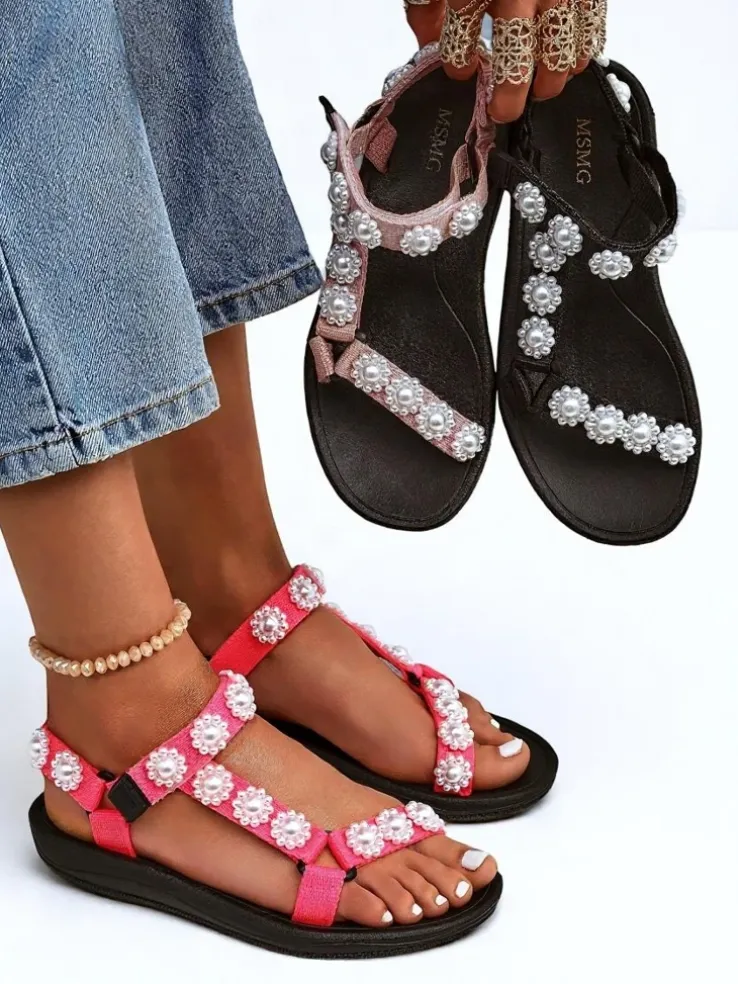 Sandały Livia Rosa – Wygodne damskie sandały Royalfashion z perłowymi dżetami