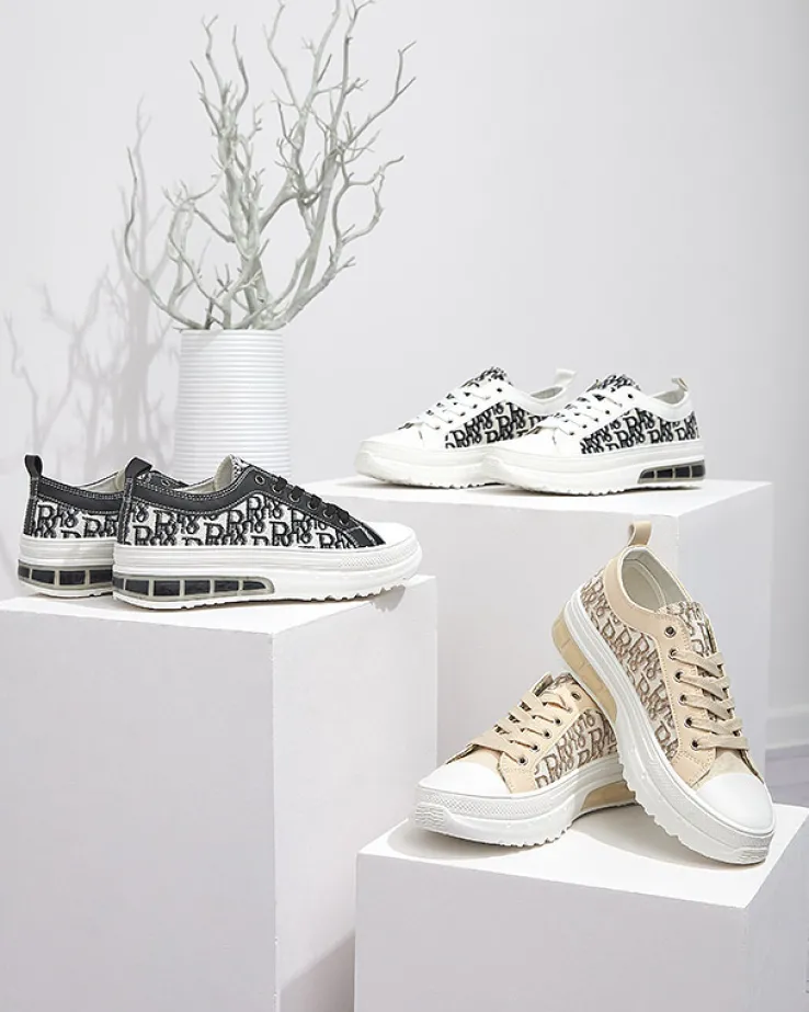 Sneakers Livia w Kolorze Czarno-Białym z Platformą