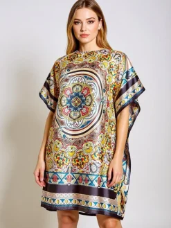 Sukienka pareo Royalfashion Calista – wielokolorowa do kolan, poliester