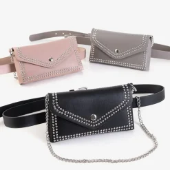 Szara mała torebka nerka z dżetami - Akcesoria