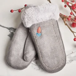 Szare dziecięce rękawiczki na sznurku i z jednym palcem - Rękawiczki