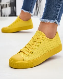 Żółte damskie trampki Aklina - Obuwie