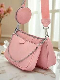 Torebka damska Amara Rosa – różowa listonoszka z ekoskóry z łańcuszkiem