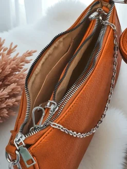 Torebka damska Calista camel skóra ekologiczna 3w1 modny zestaw