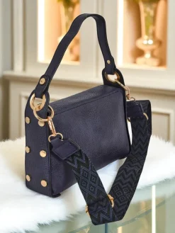 Torebka Damska Melia Cielo – Granatowa Skóra Ekologiczna z Motywem Pszczoły