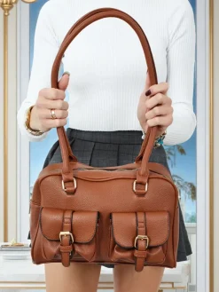 Torebka damska shopper eko skórzana z kieszeniami Aveline