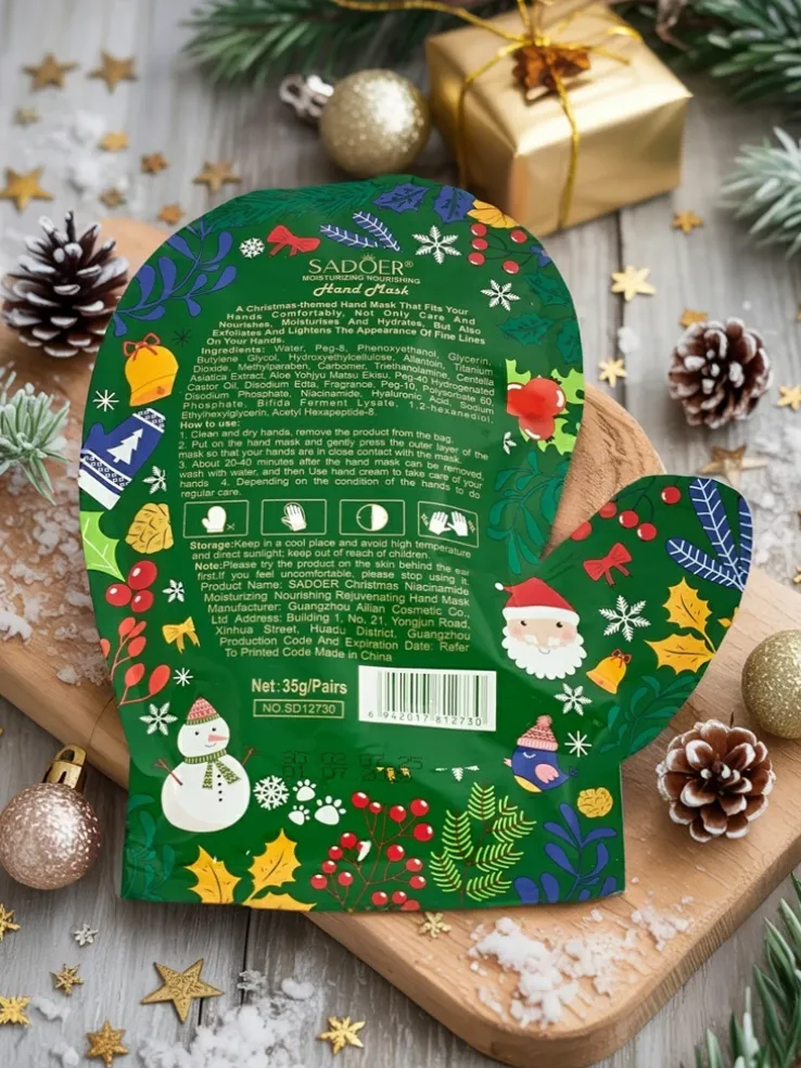 Świąteczna Maska do rąk - rękawiczki z niacynamidami- nawilżająca