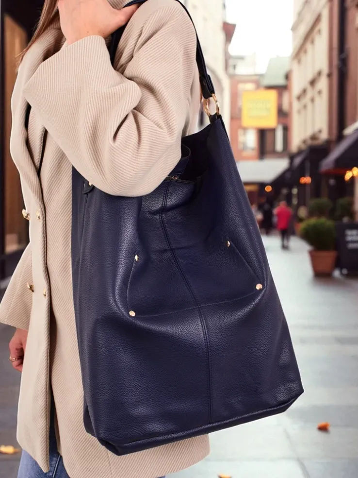 Wysoka torebka damska shopper 2 częściowa eko skórzana Hollow Grace