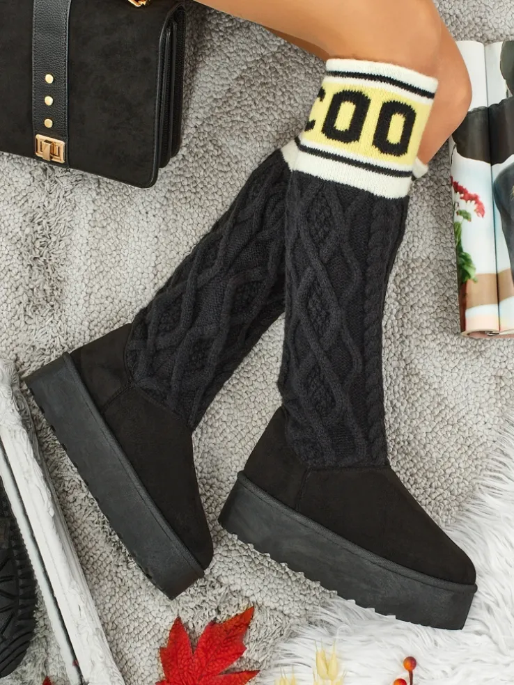 Wysokie buty a'la śniegowce damskie z cholewką Anane