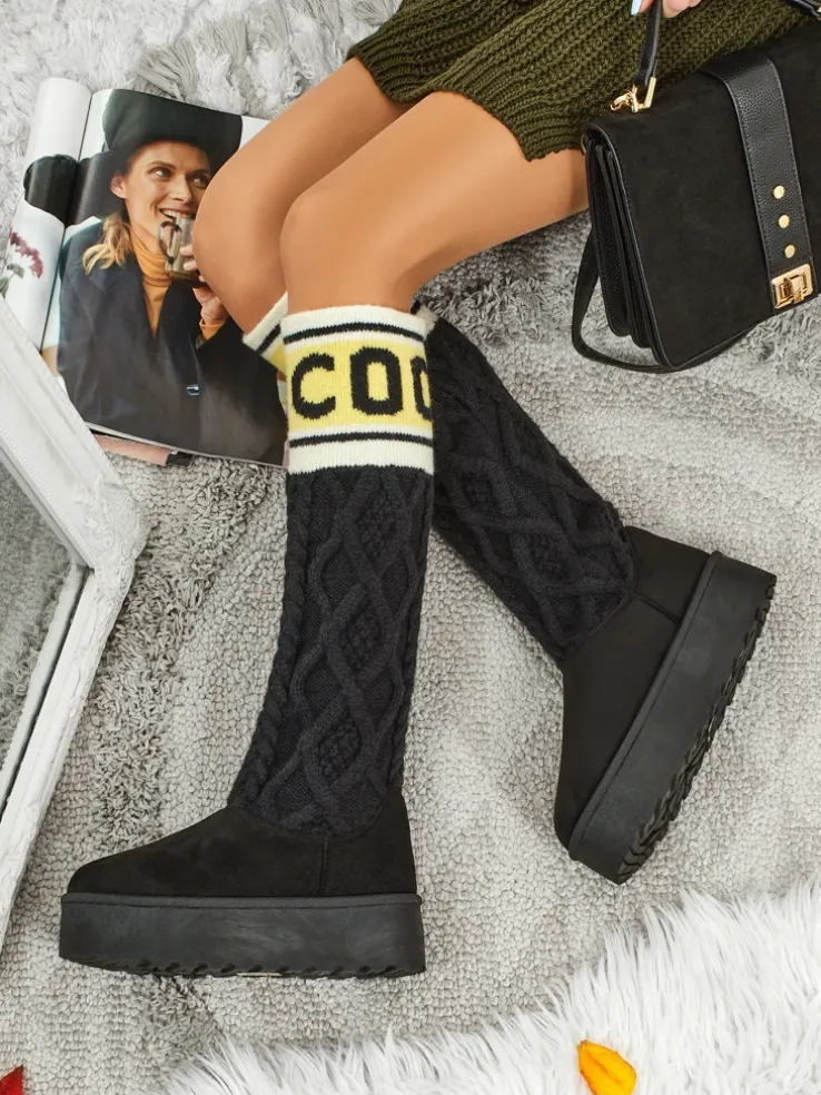 Wysokie buty a'la śniegowce damskie z cholewką Anane