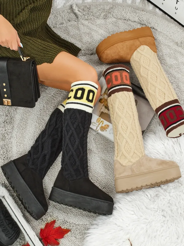 Wysokie buty a'la śniegowce damskie z cholewką Anane