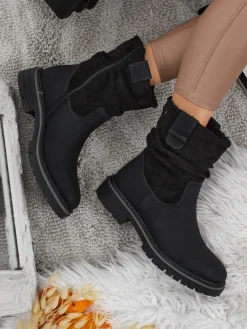 Wyższe botki damskie eko zamszowe Liora