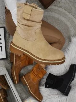 Wyższe botki damskie eko zamszowe Liora