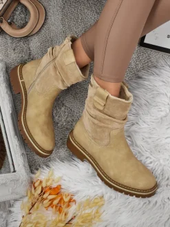 Wyższe botki damskie eko zamszowe Liora