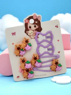 Zestaw spinek do włosów z motywem niedźwiadków i kokardek