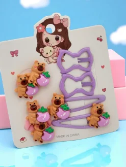 Zestaw spinek do włosów z motywem niedźwiadków i kokardek