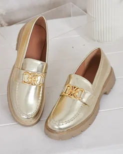 Złote Mokasyny Chloé Elegancki Styl Damski