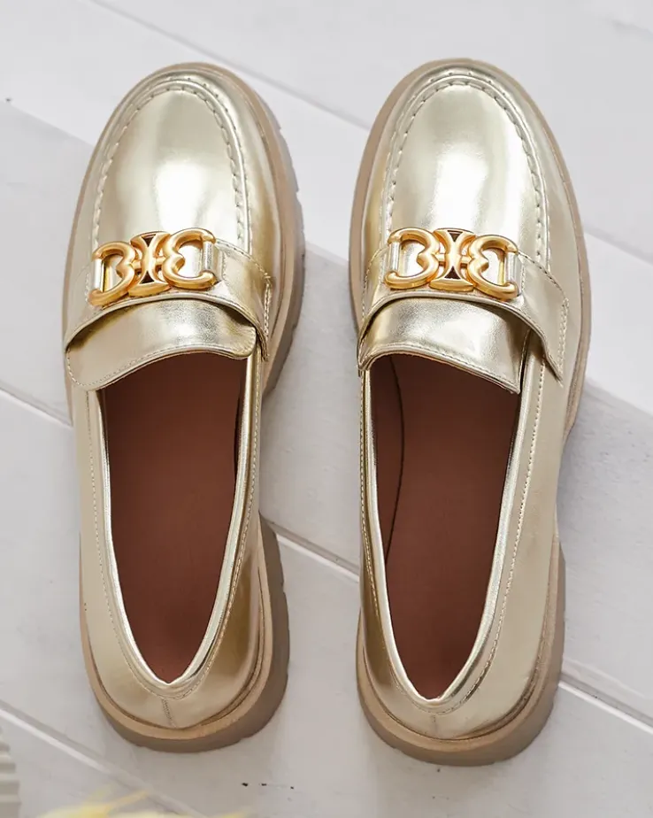 Złote Mokasyny Chloé Elegancki Styl Damski