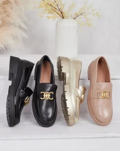 Złote Mokasyny Chloé Elegancki Styl Damski