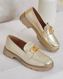 Złote Mokasyny Chloé Elegancki Styl Damski